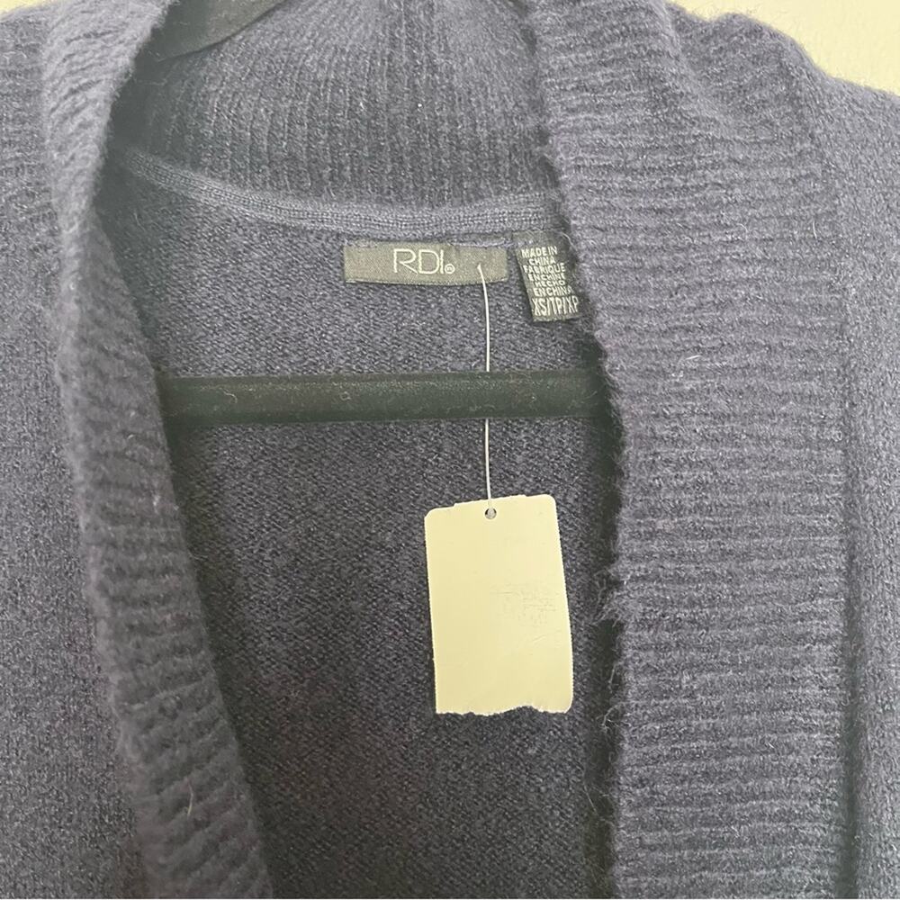 RDI Navy Blue Deep V Neck Tunic Sweater Oversized Knit Pullover XS NWT - Picture 7 of 7